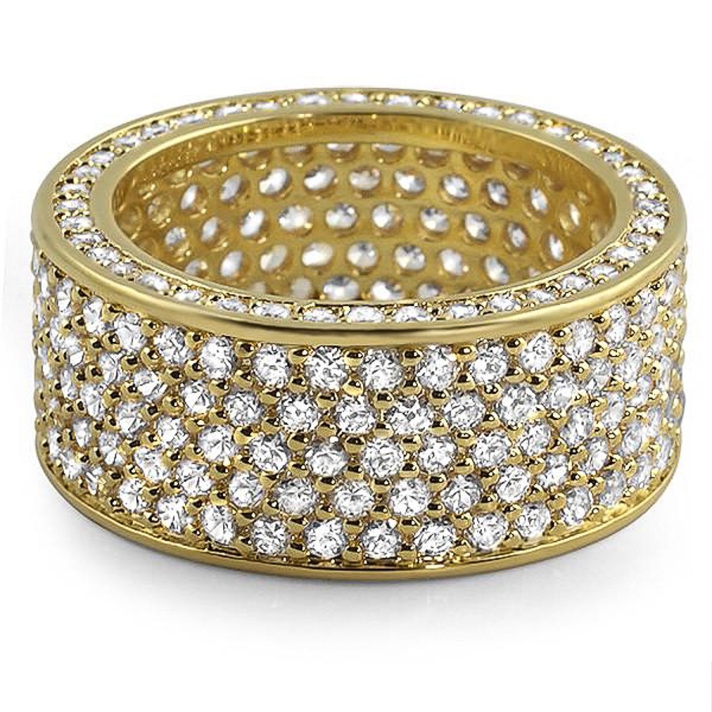 Men's 14k Gold Hip Hop Iced Out Pinky Ring - Picture 2 of 3